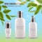 Set of realistic green glass bottles eco cosvetic