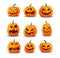 Set of realistic Halloween pumpkins isolated on white background