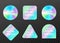 Set of realistic holograph stickers different shapes, vector illustration