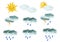 Set of realistic icons for weather design  on white background. Trendy weather elements for mobile or web design, forecast