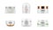 Set of realistic jar cream vector illustration. Collection plastic container with cosmetics product