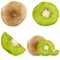 Set of realistic kiwi. Vector illustration, fruits on a white background, vitamins