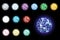 Set of realistic luminous gems of different colors. Ruby, diamond, sapphire, emerald, blue topaz, amethyst, aquamarine, white diam
