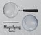 Set of Realistic magnifier. Magnifying glass tool for research and search for your design.