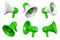 Set of realistic megaphone loudspeaker icons