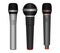 Set of realistic microphone isolated or music studio mic equipment or 3d microphone for karaoke and concert.