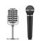 Set realistic microphones vector illustration. Professional or amateur music studio sound equipment