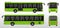 Set of realistic passangers bus or travel bus side view and front back view or mockup automotive public transport template. eps
