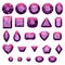 Set of realistic purple jewels. Amethysts