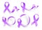 Set of realistic purple ribbons symbol of World Epilepsy day. March 26. Vector.