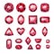 Set of realistic red jewels. Rubies isolated.