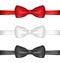 Set realistic red, white and black bow ties, isola