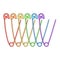 Set of Realistic safety pins for clothes, safety pins of rainbow colors isolated on white, vector illustration