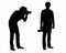 Set of realistic silhouettes of kneeling and standing pho