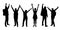 Set of realistic silhouettes of people enjoying with hands up