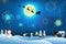 Set of realistic snowman with fireworks show isolated or cute snowman with santa hat on snowy background.