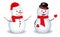 Set of realistic snowman isolated or cute snowman with santa hat on snowy background or snowman with medical mask cartoon concept