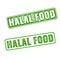 Set of realistic vector Halal Food rubber stamp