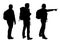 Set of realistic vector silhouettes of tourist man and woman wit