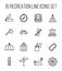 Set of recreation icons in modern thin line style.