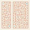 A set of rectangular colored labyrinths. A simple flat vector illustration isolated on a pink background
