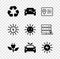 Set Recycle symbol, Hydrogen car, Address book, Electric saving plug in leaf, Eco concept drive, Solar energy panel, and