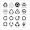 Set of recycle symbol vector illustration isolated on white background