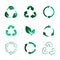 Set of recycling icons. Biodegradable, recyclable, compostable, reuse icons.