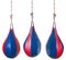 Set from red and blue leather boxing pears