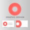 Set of red business abstract circle icon and cards for your design. Vector