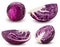 Set red cabbage whole, cut in half, slice in fourth