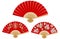 set red chinese fans with decorations