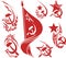 Set of red color soviet symbols