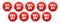 Set red discount percent on circle buttons. Round discount label for sales with different percents. Set of red sale stickers