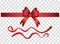 Set of red gift decorative bows and ribbons 3d vector illustration isolated.