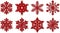 Set of red glitter snowflakes. christmas decorations
