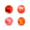 Set of red glossy marble balls with glare on white