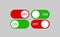 Set of red and green horizontal oval buttons with ON and OFF ins