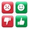 Set red and green icons buttons. Smileys emoticons positive and negative. Thumb up and down. Like and dislike. Vector