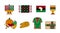 Set of red-and-green icons for celebration of Kwanzaa. Festival of african-american unity - colorful traditional symbols