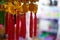 Set of red hanging elements in traditional Asian markets Happy chinese new year fortune