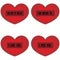 Set of red heart with different types of romantic confession in