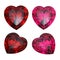 Set of red heart shaped ruby and garnet