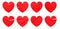 Set of red heart shapes stickers mock up blank tags labels,