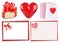 Set of red hearts: gift, heart, cards. St. Valentines