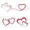 Set for Red hearts. Ink Brush heart. Hearts Symbols. heart icon. lovers, romance, variety, affection, happiness, love