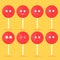 Set of red lollipops with emotion, emotional icons.