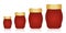 Set of a red mason bottle or glass jars flat color icon for apps and websites