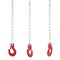 Set of red metal hook hanging on chain