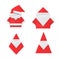 Set of red origami Santa Claus. Paper Christmas decoration toys.